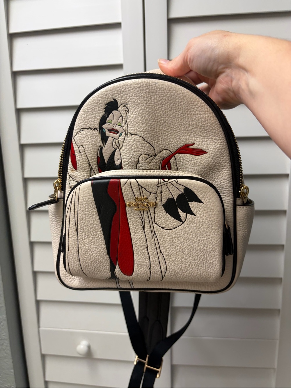 Coach Carella, Deville Cream Mini Backpack with Red & Black Graphic